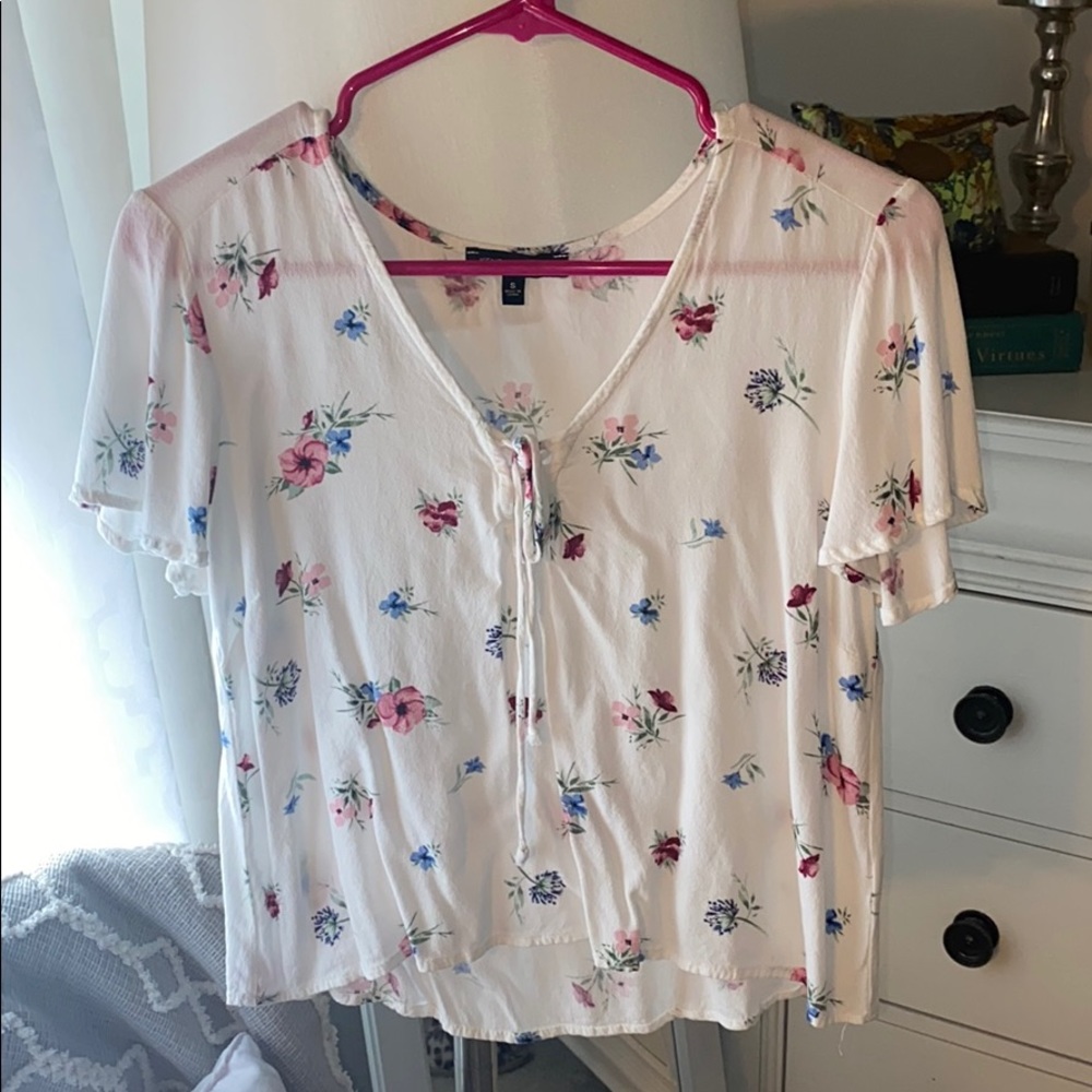 white floral top